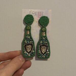 Green Beaded Bottle Earrings